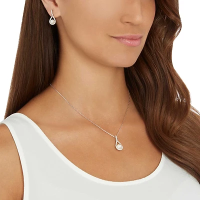 Enlace set, White, Rhodium plated