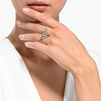 Fit Wonder Woman double ring, Wing, Gold tone, Mixed metal finish