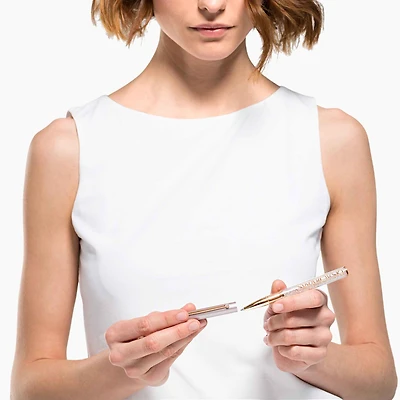 Crystalline ballpoint pen, Rose gold tone, Pink lacquered, rose gold-tone plated