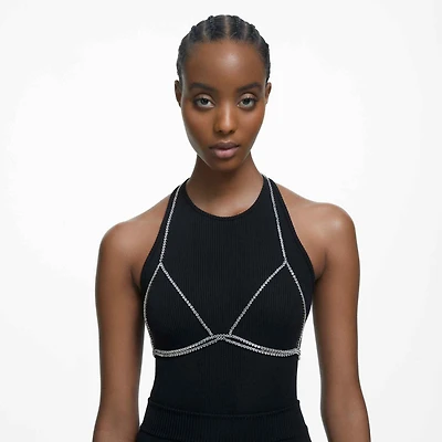 Millenia body chain, Round cut, White, Rhodium plated