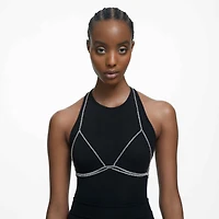 Millenia body chain, Round cut, White, Rhodium plated