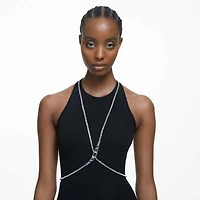 Millenia body chain, Square cut, White, Rhodium plated