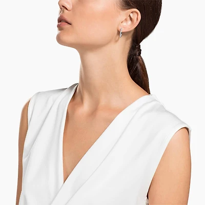 Sommerset hoop earrings, White, Rhodium plated