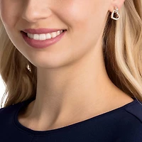 Lovely stud earrings, Heart, White, 18K rose gold finish