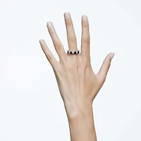 Ortyx cocktail ring, Triangle cut, Black, Rhodium plated by SWAROVSKI