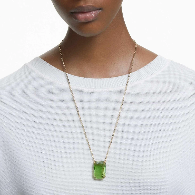 Millenia pendant, Octagon cut, Green, 18K gold finish