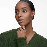 Numina ring, Pear cut, Green, Gold-tone plated by SWAROVSKI