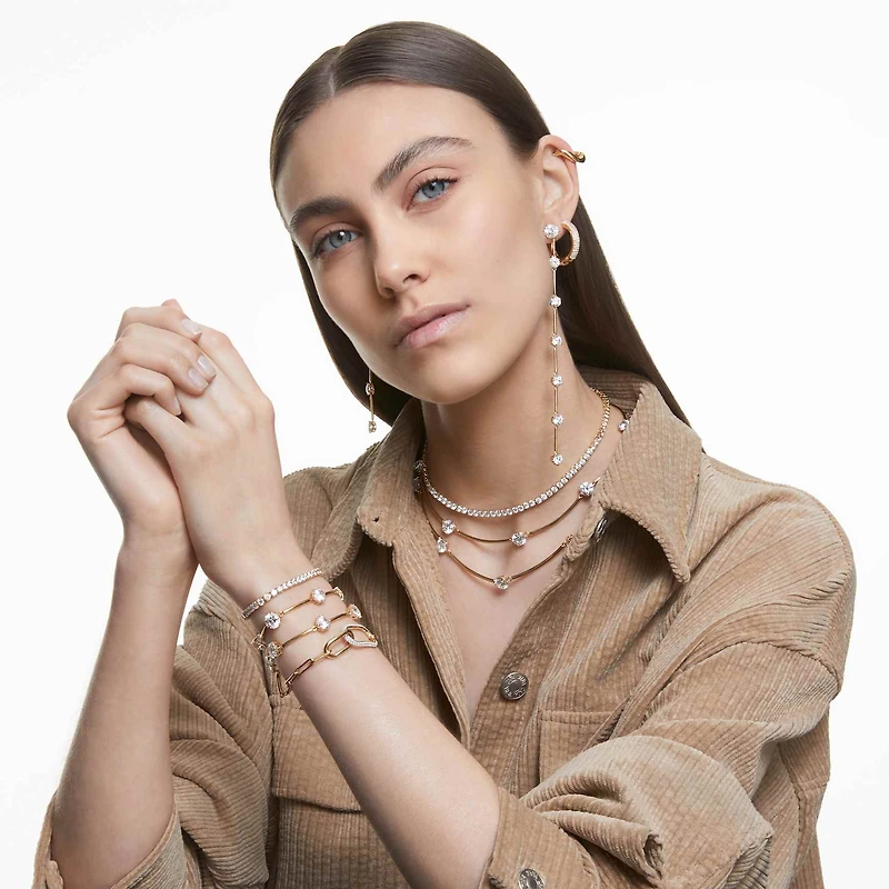 Constella choker, Round cut, White, Shiny gold-tone plated by SWAROVSKI