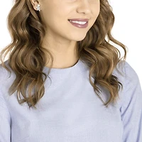 Louison Pearl stud earrings, Leaf, White, Rhodium plated by SWAROVSKI