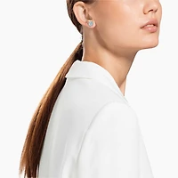 Magic stud earrings, Snowflake, White, Rhodium plated by SWAROVSKI