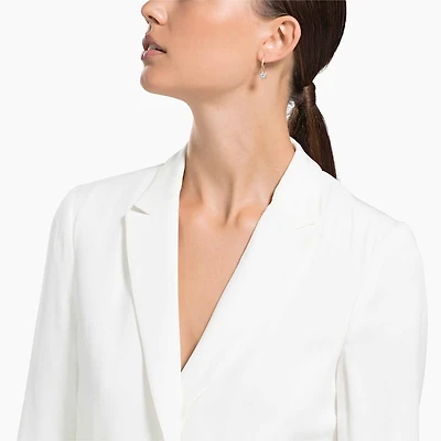 Una drop earrings, Round cut, Pavé, White, Rose gold-tone plated