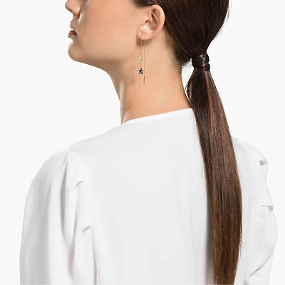 Symbolica drop earrings, Moon and star, Blue, Mixed metal finish