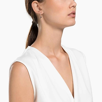 Symbolica drop earrings, Moon and star, Black, Rose gold-tone plated