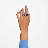 Curiosa cocktail ring, Triangle cut, Blue, Gold-tone plated by SWAROVSKI