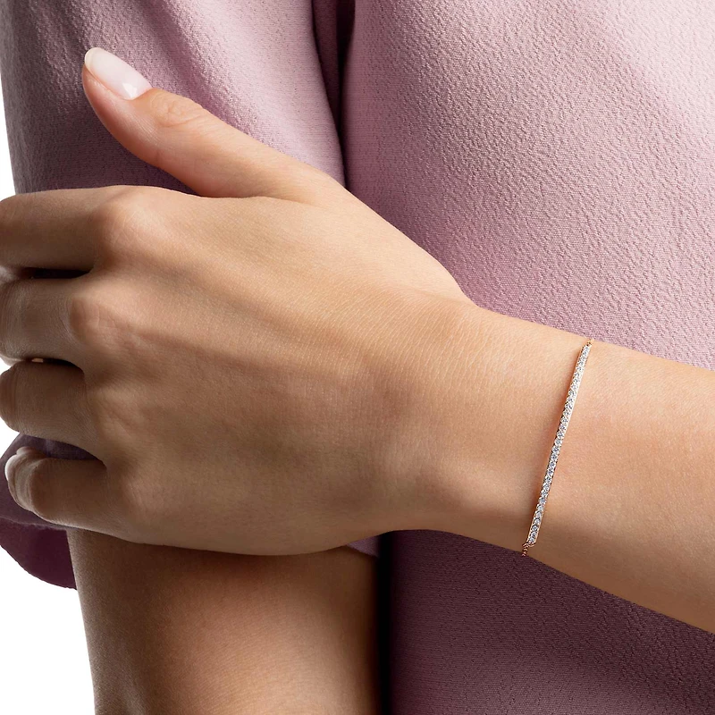 Only bracelet, White, Rose gold-tone plated by SWAROVSKI