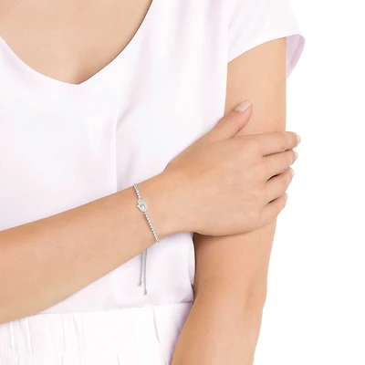 Matrix bracelet, Hand, White, Rhodium plated