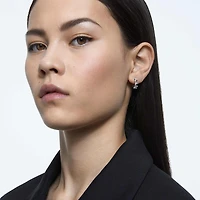 Matrix hoop earrings, White, Rhodium plated by SWAROVSKI