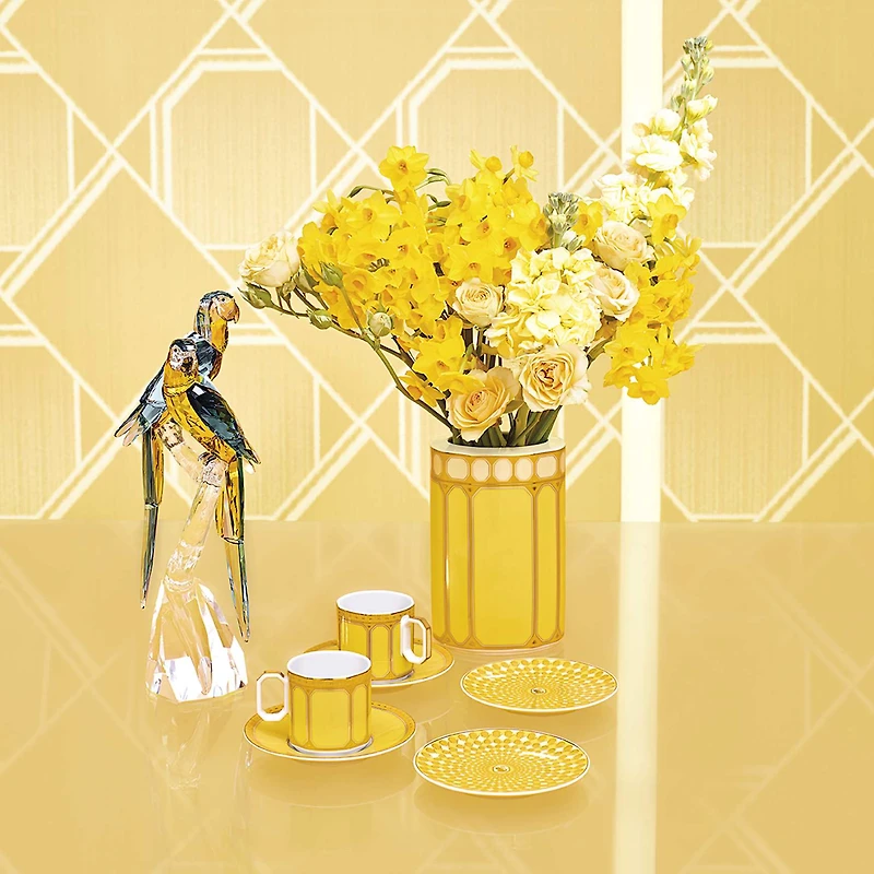 Signum vase, Porcelain, Medium, Yellow by SWAROVSKI
