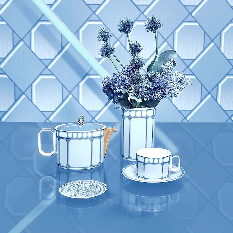 Signum teapot, Porcelain, Small, Blue by SWAROVSKI