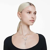 Idyllia Lilia Y necklace, Butterfly, White, Rhodium plated by SWAROVSKI