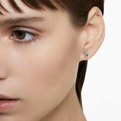 Idyllia Lilia stud earrings, Butterfly, White, Rhodium plated