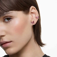 Idyllia Lilia stud earrings, Set (3), Butterfly, Pink, 18K rose gold finish