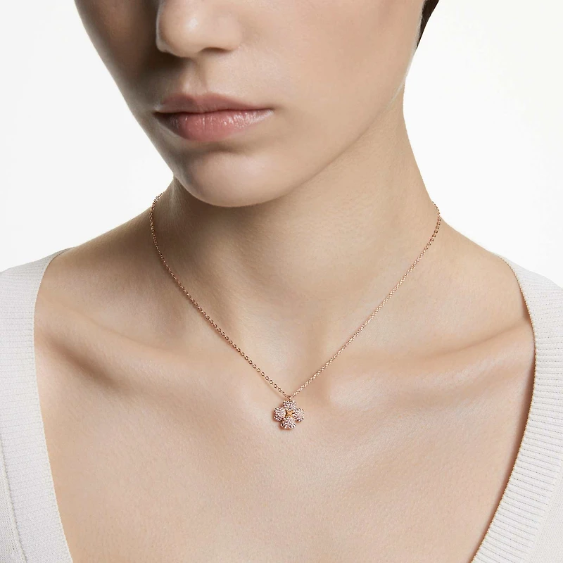 Latisha pendant, Flower, Pink, 18K rose gold finish