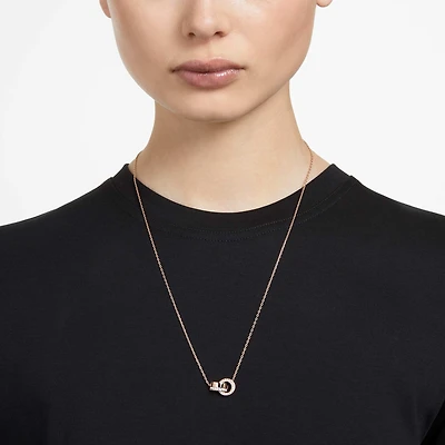 Dextera pendant, Interlocking loop, White, 18K rose gold finish