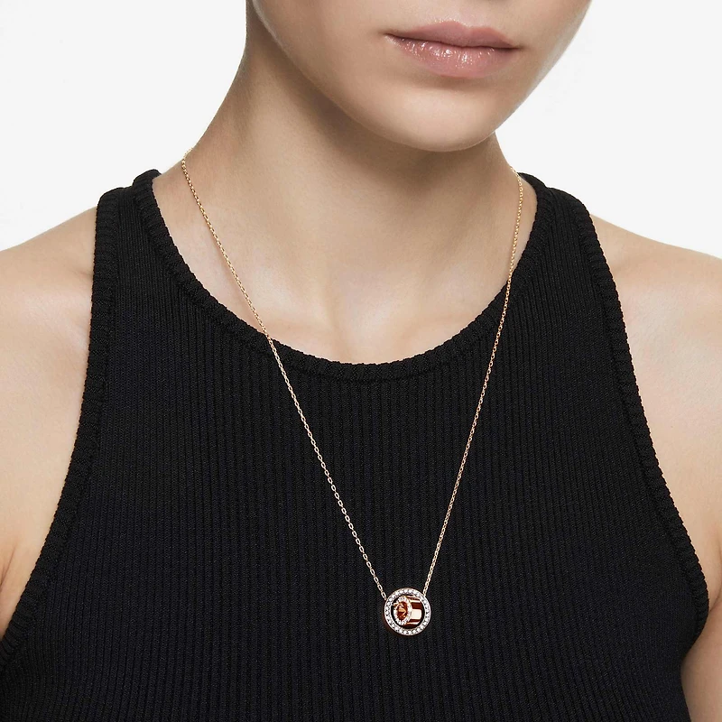 Dextera pendant, pavé, White, 18K rose gold finish