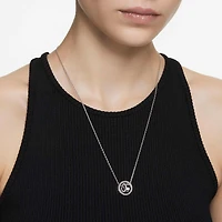 Dextera pendant, pavé, White, Rhodium plated