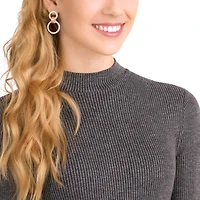 Hollow hoop earrings, White, Rose gold-tone plated by SWAROVSKI