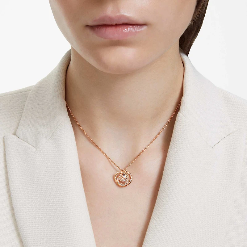 Generation pendant, White, Rose gold-tone plated by SWAROVSKI