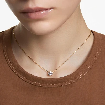 Stilla pendant, Round cut, White, 18K gold finish