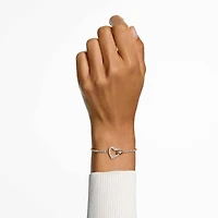 Lovely bracelet, Heart, White, 18K gold finish