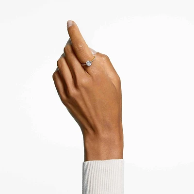 Stilla cocktail ring, Round cut, Pavé, White, 18K gold finish