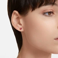Chroma stud earrings, Heart, Red, 18K gold finish