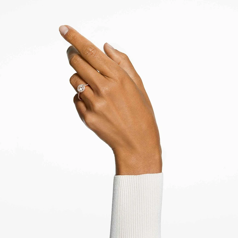 Una Angelic cocktail ring, Round cut, Pavé, White, Rose gold-tone plated by SWAROVSKI