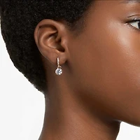 Stilla drop earrings, Round cut, White, 18K rose gold finish