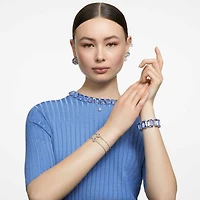 Una necklace, Octagon cut, Blue, Rhodium plated