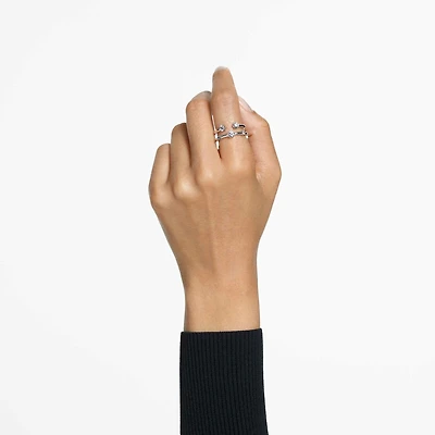 Constella ring, Set (2), Round cut, White, Rhodium plated