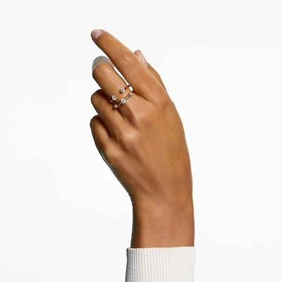 Constella ring, Set (2), Round cut, White, 18K gold finish