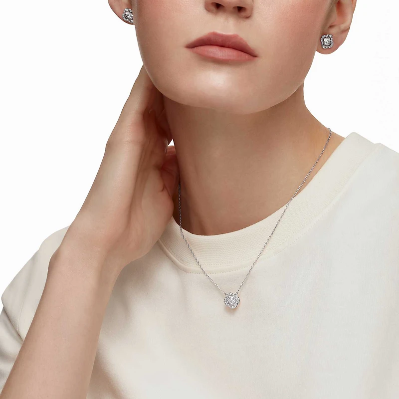 Una set, Mixed cuts, White, Rhodium plated by SWAROVSKI