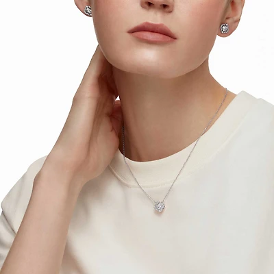 Una set, Mixed cuts, White, Rhodium plated