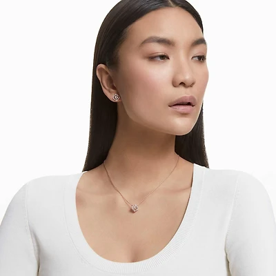 Una set, Mixed cuts, White, Rose gold-tone plated