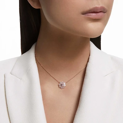 Idyllia pendant, Mixed cuts, Sun, Pink, 18K rose gold finish