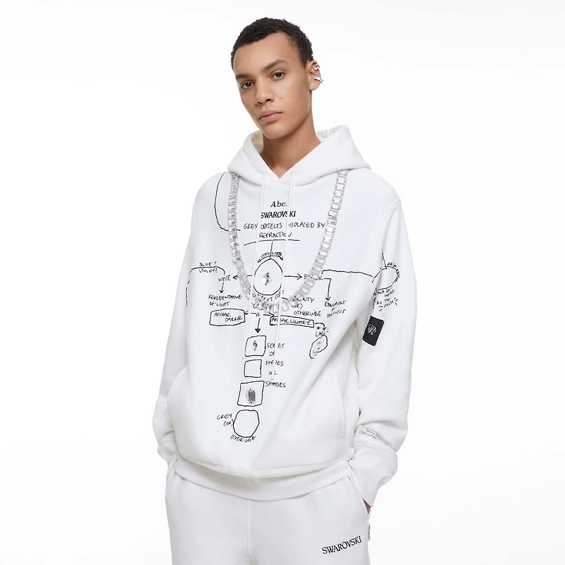 ADVISORY BOARD CRYSTALS, Gray Objects Displaced by Refraction hoodie, White by SWAROVSKI