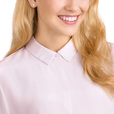 Una Angelic stud earrings, Square cut, White, 18K rose gold finish
