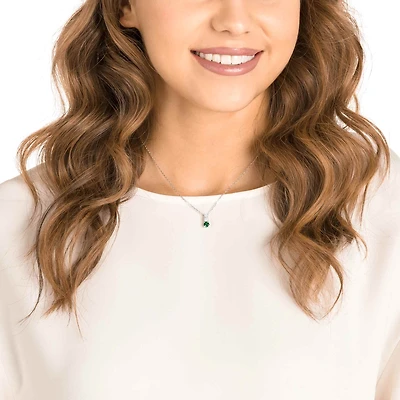 Stilla Attract pendant, Green, Rhodium plated