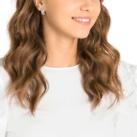 Hyperbola hoop earrings, White, Rhodium plated by SWAROVSKI