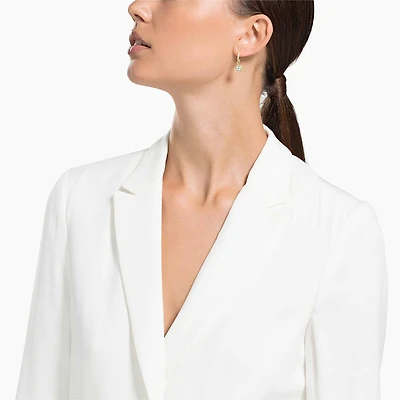 Una drop earrings, Round cut, White, 18K gold finish